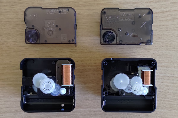 Ticking movement (left) and sweeping movement (right)